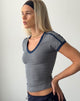 Izolde Tee in Grau-Marine Sportlicher Micro Spot