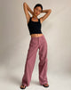 Image of Gemma Low Rise Cargohose aus mauvefarbenem Leinen