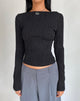 Image of Amabon Langärmeliges Crop-Top in Crinkle Schwarz