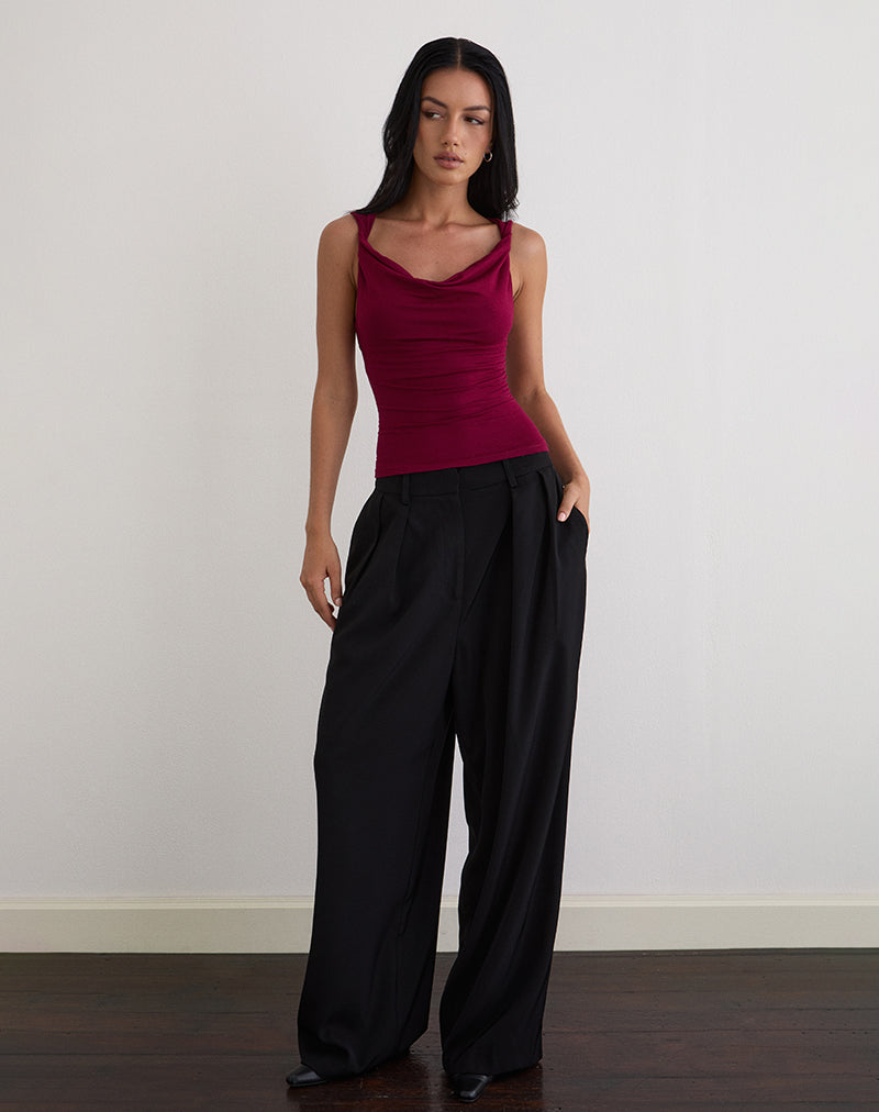 Imrie Top mit offenem Rücken aus Rayon Jersey Burgundy