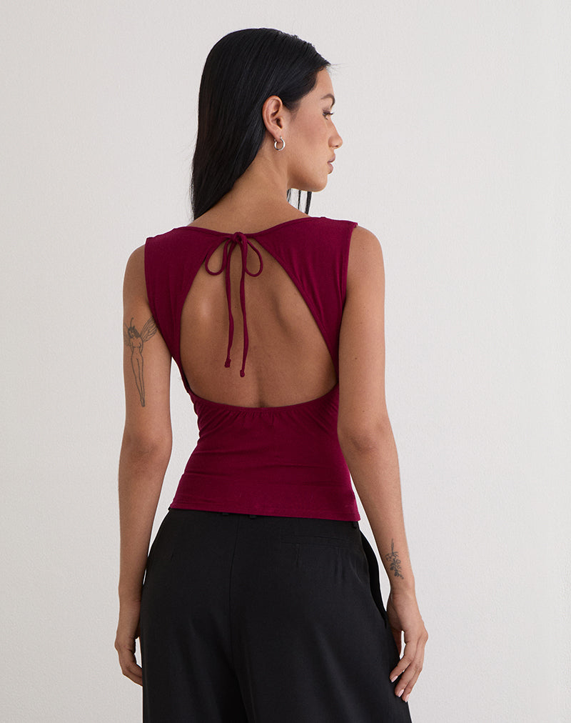 Image of Imrie Open Back Top aus Rayon Jersey Burgundy