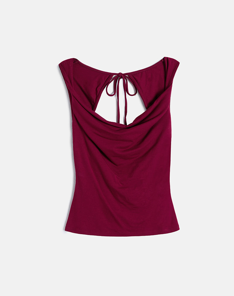 Image of Imrie Open Back Top aus Rayon Jersey Burgundy