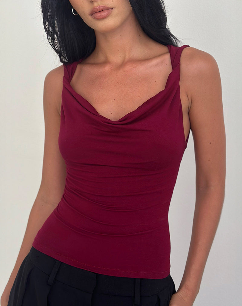 Image of Imrie Open Back Top aus Rayon Jersey Burgundy