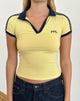 Image of Isda Top in Lemonade mit marineblauem Einband und M Emb