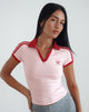Image of Isda Top in Girlie Pink mit roter Schleife Emb