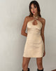 Image of Isolda Satin Minikleid mit Neckholder in Champagner mit Rosette