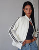 Image of Jacquie Zip Up Jacke in PU Creme mit braunen Streifen