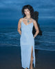 Image of Jacy gerafftes Midikleid aus Mesh Blau