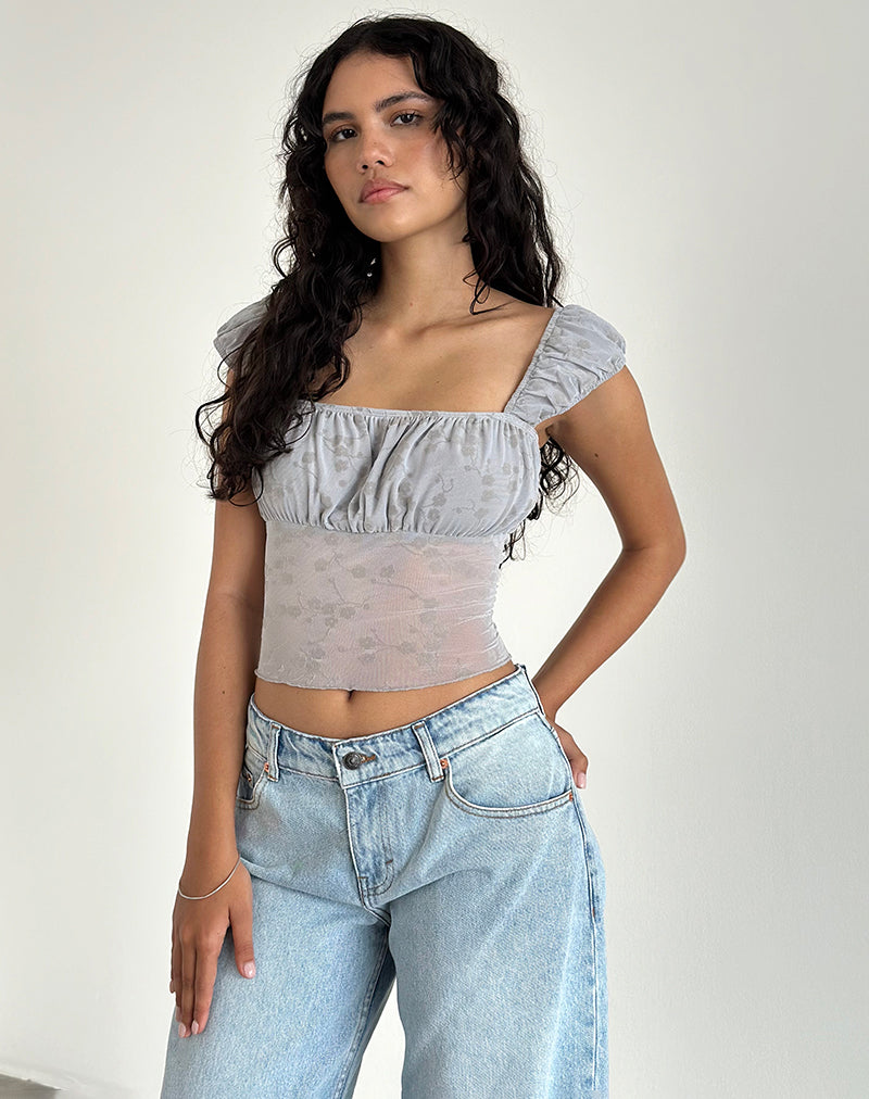 Jamet Top in Flock Chic Petals Grau