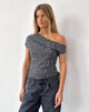 Bild von Jaridah Asymmetric Slouch Top in Giraffe Schwarz und Creme