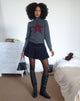 Image of Jimena Zip Through Cardigan in Grau mit burgunderfarbenem Sternmotiv