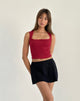 Image of Jinila Top in Adrenalin Rot mit Spitzenbesatz und Schleife