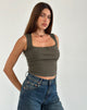 Image of Jinila Top in Oliv mit Spitzenbesatz und Schleife