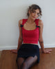 Image of Jiniso Crop Top in Adrenalinrot mit schwarzen Schleifen
