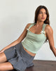 Bild von Jiniso Crop Top in Salbei mit elfenbeinfarbenen Schleifen