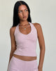 Bild von Jules Neckholder-Top aus rosa und grauem Jersey-Streifen