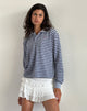 Image of Kamilla Baggy Langarmshirt in Blau und Grau gestreift