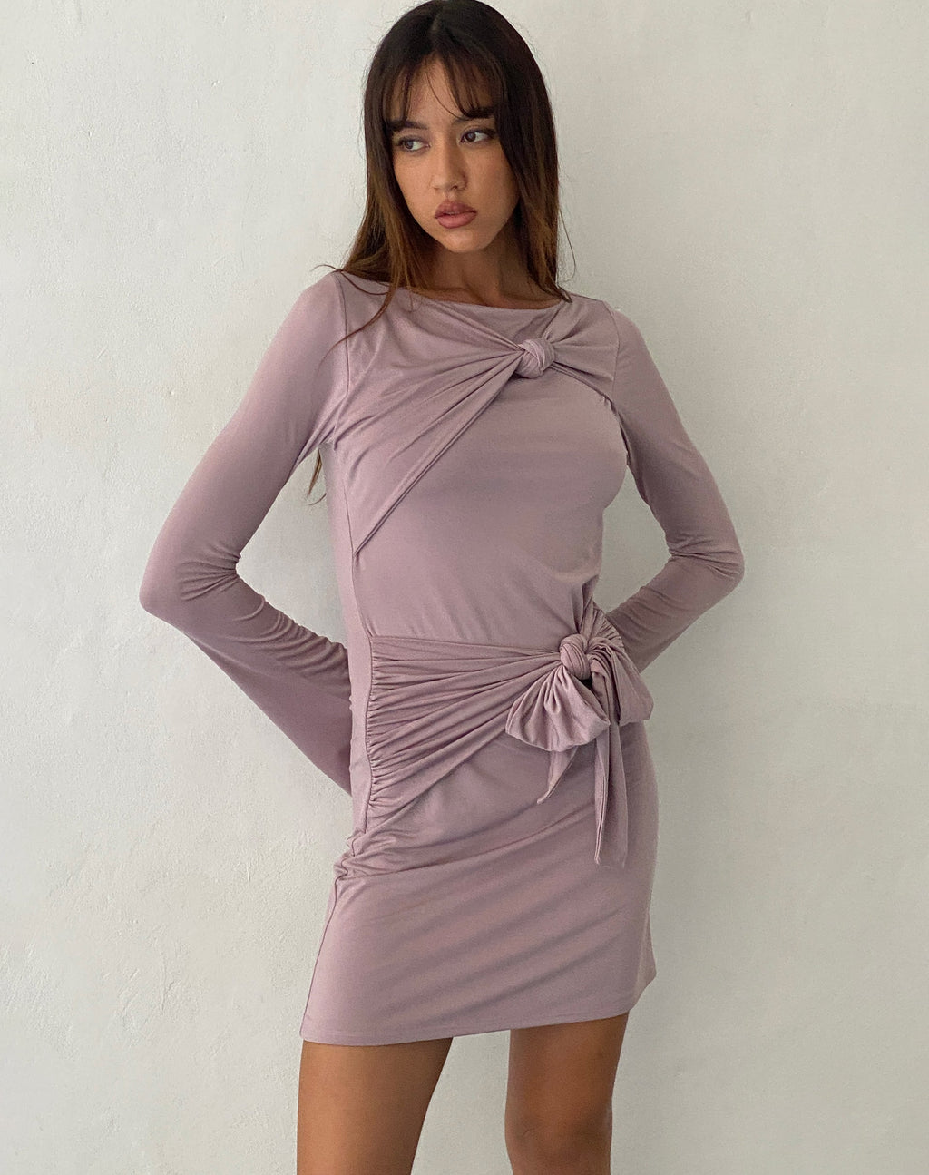 Kari Knot Mini Kleid in Mauve