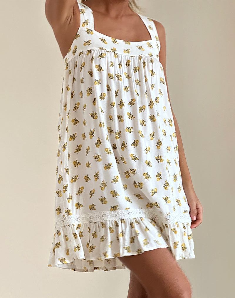 Karina Kleid in Funshine Floral Off White