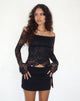 Image of Kawila Bardot Top aus floraler Spitze Jet Black