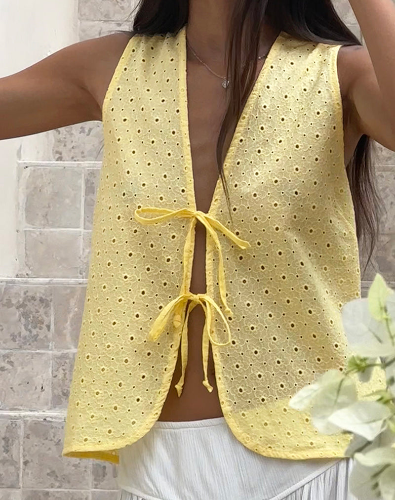 Kayve Krawatten-Top in Broderie Gelb