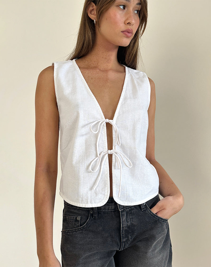 Kayve Krawatten-Top in Off White