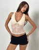 Image of Kefira Top mit tiefem Ausschnitt aus Spitze Creme