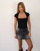 Image of Kelmere Oberteil mit offenem Ausschnitt aus einfarbigem Jersey Schwarz