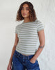 Image of Kenichi Top aus gestreiftem, salbeigrünem Jersey