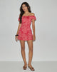 Bild von Kenja Bardot-Minikleid in Retro-Paisley-Rosa