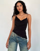Bild von Kofi Asymmetrisches gerüschtes Cami Top in Schwarz Slinky