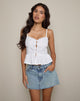 Bild von Kugy Tie Front Cami Top aus Popeline Weiß