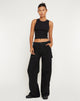 Abbildung der Kusnaedi Wide Leg Trouser in Schwarz und Weiß Top Stitch