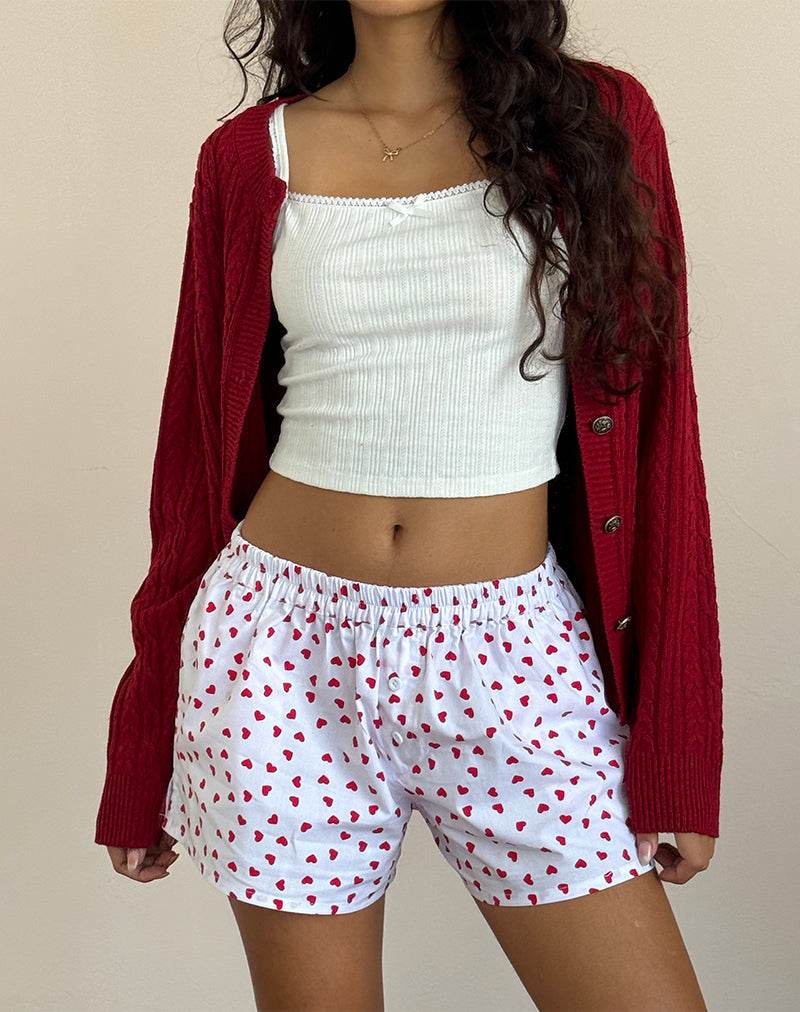 Laboxe Boxershorts in Weiß-Rot-Herz