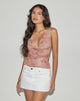 Bild von Lahira Cowl Neck Top in Smoky Floral Pfirsich