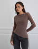 Image of Lakya Langarm-Top mit diagonalen Streifen beflockt Braun und Creme