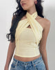 Image of Lasy Leinen Wrap Neckholder Top in Lemon