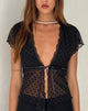Bild von Lavanya Butterfly Top in Polka Schwarz Flock