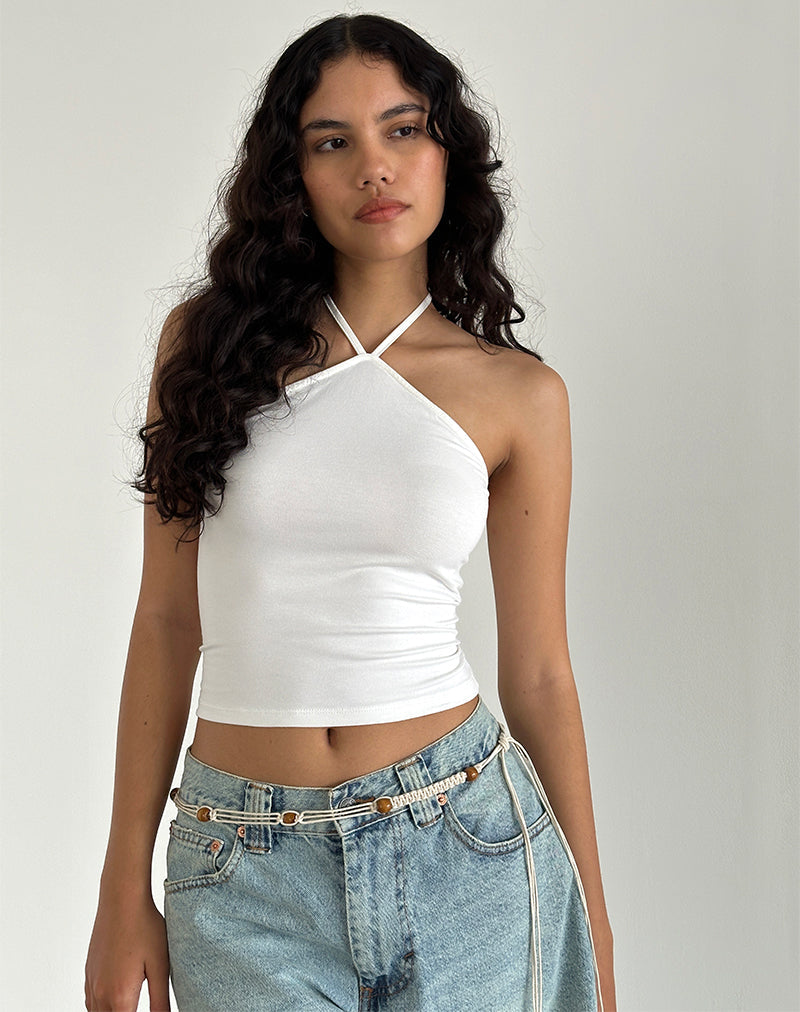 Layti Neckholder-Top in Off White