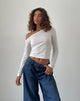 Bild von Ledez Asymmetrisches Schlabber-Top aus weißem Tissue-Jersey