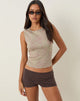 Bild von Leen Tank Top in Khaki Hibiskus Doodle Pink