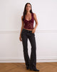 Image of Lihat Top in Botanical Flock Flower Maroon