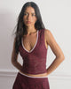 Image of Lihat Top aus Spitze in Burgund mit rosa Bindung