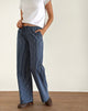 Image of Lirura Hose mit weitem Bein aus Indigo Streifen Dunkelblau