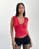 Image of Livina Top aus Slinky Jersey Spitze Rot