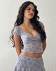 Bild von Lorenne Sweetheart Mesh Top in Lila Botanist Flock
