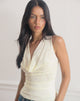 Image of Losa Cowl Neck Top mit Blumenflock Creme