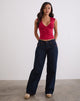 Bild von Low Rise Roomy Jeans in Indigo mit roter Naht