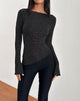 Image of Lukia Langarm-Top aus metallisch gestreiftem Jersey Schwarz