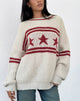 Image of Lulees Oversized Pullover in Hafer mit Sternstreifen